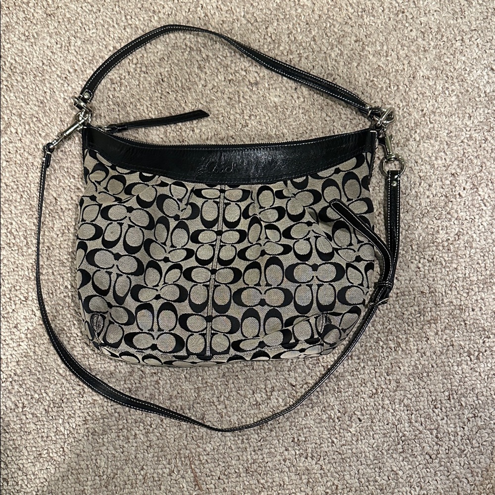 Coach Monogram Black and Gray Shoulder Bag